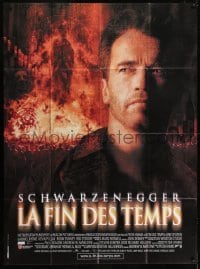 3p690 END OF DAYS French 1p 1999 close up of grizzled Arnold Schwarzenegger over fiery background!