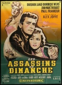 3p694 EVERY SECOND COUNTS green French 1p 1957 Les Assassins du dimanche, great Jean Mascii art!