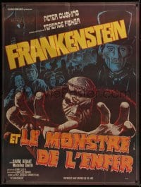 3p707 FRANKENSTEIN & THE MONSTER FROM HELL French 1p 1974 Hammer, different Faugere horror art!