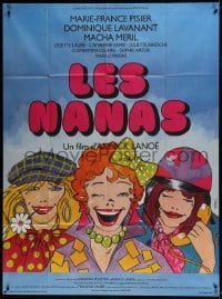 3p715 GIRLS GIRLS GIRLS French 1p 1985 Les Nanas, cartoon art of Pisier, Lavanant & Meril by Wall!