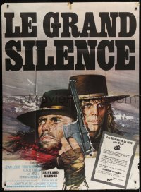 3p725 GREAT SILENCE French 1p 1969 art of cowboys Klaus Kinski & Trintignant by Thos & Ferracci!
