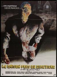 3p741 HOUSE BY THE CEMETERY French 1p 1982 directed by Lucio Fulci, wild Konkols horror art!