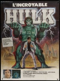 3p751 INCREDIBLE HULK French 1p 1979 great different artwork of Bill Bixby & Lou Ferrigno!