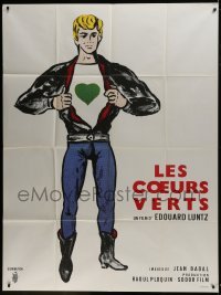 3p778 LES COEURS VERTS French 1p 1966 Edouard Luntz's Naked Hearts, great artwork!