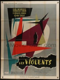 3p780 LES VIOLENTS French 1p 1957 cool geometric design artwork by Andre Bertrand!