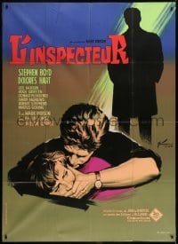 3p783 LISA French 1p 1962 Boris Grinsson art of Stephen Boyd & Dolores Hart, The Inspector!