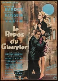 3p792 LOVE ON A PILLOW French 1p 1962 Georges Allard art of sexy Brigitte Bardot & Robert Hossein!