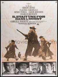 3p825 ONCE UPON A TIME IN THE WEST French 1p R1970s Leone, art of Cardinale, Fonda, Bronson & Robards!