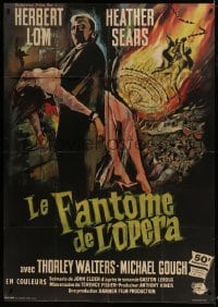 3p845 PHANTOM OF THE OPERA French 1p 1962 Hammer horror, cool different art of Lom holding girl!