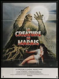 3p924 SWAMP THING French 1p 1982 Wes Craven, cool Bourduge art of monster & sexy Adrienne Barbeau!