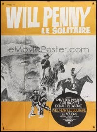 3p980 WILL PENNY French 1p 1968 close up of cowboy Charlton Heston, Joan Hackett, Donald Pleasance