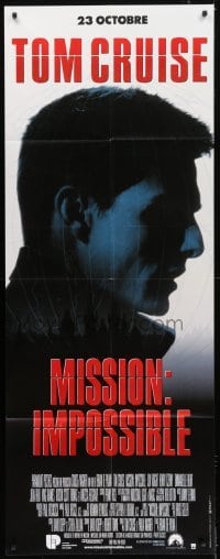 3p559 MISSION IMPOSSIBLE French door panel 1996 silhouette of Tom Cruise, Brian De Palma directed!