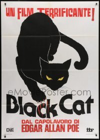 3p259 BLACK CAT teaser Italian 1p 1980 Lucio Fulci's Il Gatto Nero, cool feline horror art, rare!
