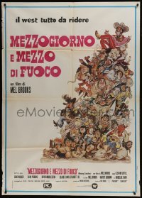3p260 BLAZING SADDLES Italian 1p R1980s classic Mel Brooks, great different art by Rick Meyerowitz!