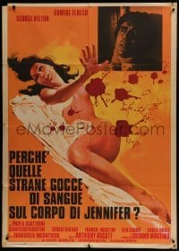 3p269 CASE OF THE BLOODY IRIS Italian 1p 1972 artwork of sexy naked Edwige Fench covered in blood!