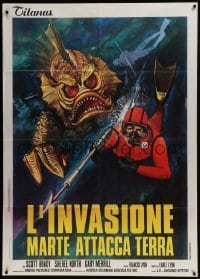 3p288 DESTINATION INNER SPACE Italian 1p 1974 cool different monster artwork by Luca Crovato!