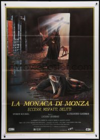 3p291 DEVILS OF MONZA Italian 1p 1987 wild Piero nunsploitation art of nun & creepy guy with cross!