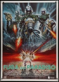 3p304 FLIGHT FROM PARADISE Italian 1p 1991 Casaro art of futuristic soldiers with armored camels!