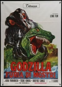 3p313 GODZILLA VS. THE SMOG MONSTER Italian 1p 1972 Gojira tai Hedora, cool different monster art!