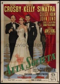 3p317 HIGH SOCIETY Italian 1p 1957 Ciriello art of Sinatra, Crosby, Grace Kelly & Satchmo, rare!