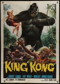 3p324 KING KONG Italian 1p R1966 different Casaro art of the giant ape carrying sexy Fay Wray!