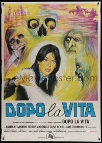 3p332 LEGEND OF HELL HOUSE Italian 1p 1974 different art of Pamela Franklin & creepy monsters!