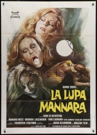 3p333 LEGEND OF THE WOLF WOMAN Italian 1p 1977 La lupa mannara, sexy wild artwork of Wolf Woman!