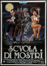 3p345 MONSTER SQUAD Italian 1p 1988 different Cecchini art of Dracula, Mummy, Wolfman & naked girl!