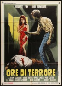 3p353 ORE DI TERRORE Italian 1p 1971 Piovano art of naked Ann Smyrner & murderer, Hours of Terror!