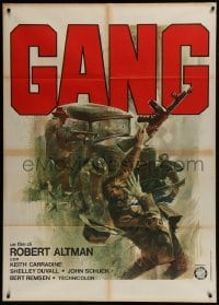 3p388 THIEVES LIKE US Italian 1p 1975 Robert Altman, cool art of gangsters in shootout, Gang!