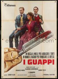 3p423 BLOOD BROTHERS Italian 2p 1974 art of Claudia Cardinale, Nero, Testi & bloody straight razor!