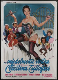 3p427 CELESTINE Italian 2p 1974 Jess Franco, great art of sexy half-naked maid with men as puppets!