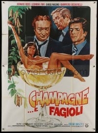 3p428 CHAMPAGNE E FAGIOLI Italian 2p 1980 Piovano art of sexy woman in giant champagne glass!