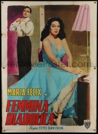 3p438 DONA DIABLA Italian 2p 1951 different Dante Manno art of seductive Maria Felix, very rare!
