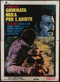 3p446 FIFTH CORD Italian 2p 1971 Iaia art of Franco Nero & murder victim getting her throat slit