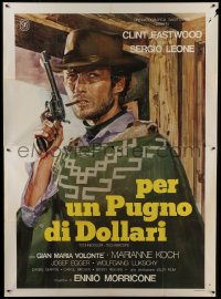3p447 FISTFUL OF DOLLARS Italian 2p R1976 Sergio Leone, great art of Clint Eastwood with gun!