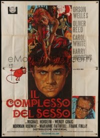 3p463 I'LL NEVER FORGET WHAT'S'ISNAME Italian 2p 1968 Iaia art of Orson Welles, Reed & Carol White!