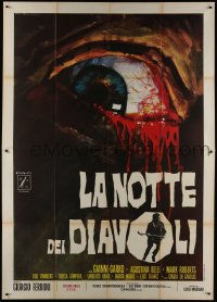 3p476 NIGHT OF THE DEVILS Italian 2p 1972 Gasparri super close up art of bloody eyeball, rare!