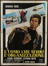 3p483 ONE MAN AGAINST THE ORGANIZATION Italian 2p 1975 close up art of Howard Ross with gun!