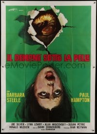3p511 THEY CAME FROM WITHIN Italian 2p 1976 Cronenberg, art of terrified Barbara Steele & monster!