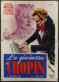 3p523 YOUNG CHOPIN Italian 2p 1953 Cesselon art of the classical music composer playing piano!