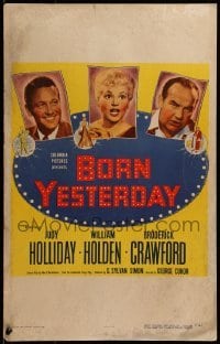 3p036 BORN YESTERDAY WC 1951 headshots of Judy Holliday, William Holden & Broderick Crawford
