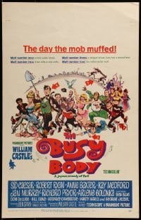 3p040 BUSY BODY WC 1967 William Castle, great wacky art of entire cast by Frank Frazetta!