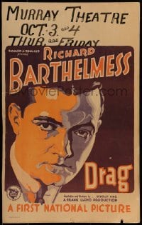 3p062 DRAG WC 1929 great deco art of publisher turned playwright Richard Barthelmess, ultra rare!