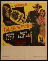3p087 GUNFIGHTERS WC 1947 Randolph Scott & Barbara Britton in Zane Grey's romance of the West!