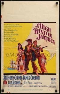 3p097 HIGH WIND IN JAMAICA WC 1965 Howard Terpning art of pirates Anthony Quinn & James Coburn!