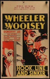3p098 HOOK, LINE & SINKER WC 1930 great deco art of Wheeler & Woolsey + sexy Dorothy Lee, rare!