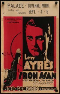 3p107 IRON MAN WC 1931 directed by Tod Browning, boxer Lew Ayres + sexy Jean Harlow, ultra rare!
