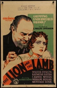 3p129 LION & THE LAMB WC 1931 art of Montagu Love & Carmel Myers, gripping underworld drama!