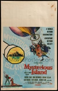 3p149 MYSTERIOUS ISLAND WC 1961 Ray Harryhausen, Jules Verne sci-fi, cool hot-air balloon art!